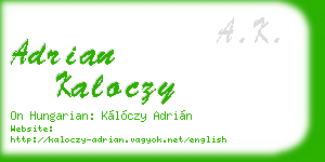 adrian kaloczy business card